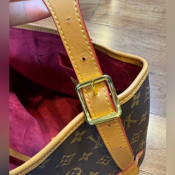 Designer Inspired Classic Monogram Shoulder Bag in Brown and Tan - Picture 13 of 16